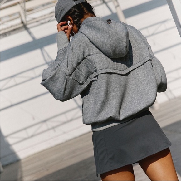 NWOT FP Movement by Free People Pick it Up Pleated Pullover Gray Hoodie - Picture 13 of 14